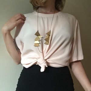 Vintage Boxy Soft Pink Silk Tee